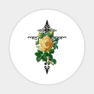 Yellow Rose Cross Abstract Design Magnet